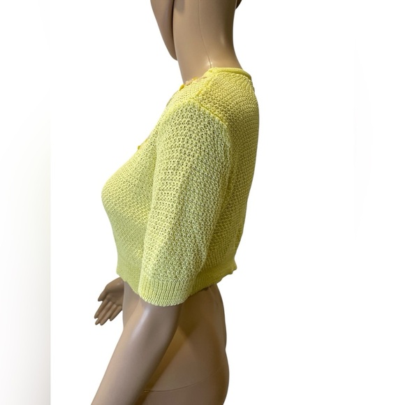 Yellow Floral Knit Cardigan Sweater size M/L - Picture 4 of 7